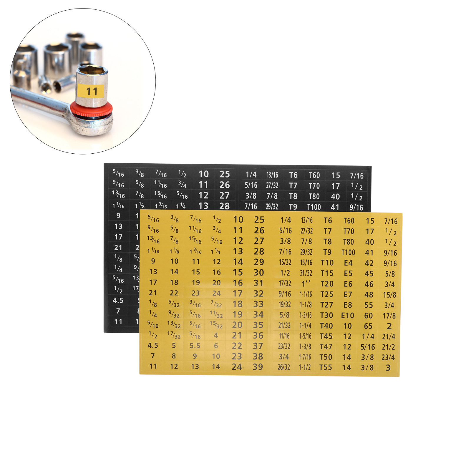 Tool Workshop - 20Sheets Socket Wrench Size Sticker Self