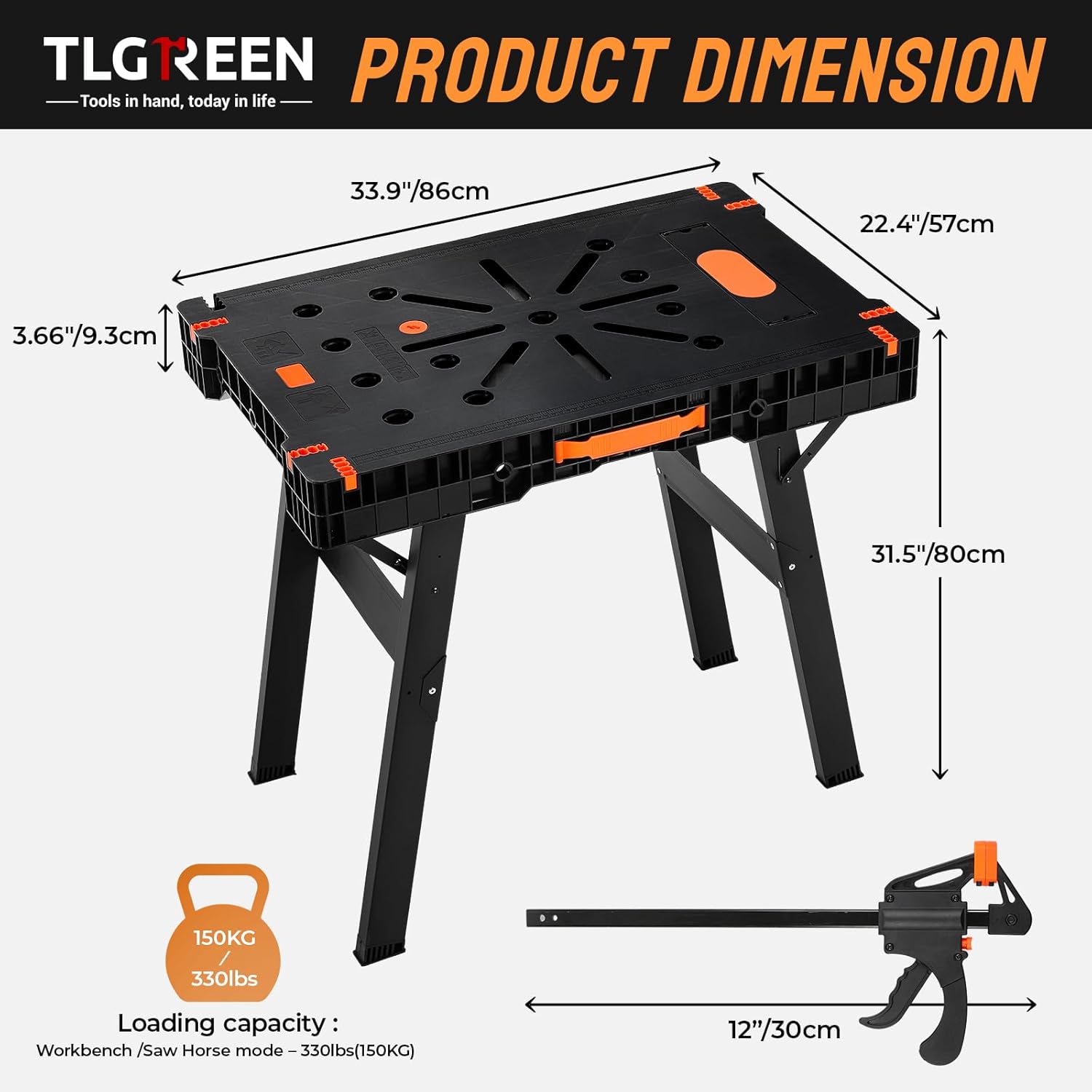 Folding Work Bench with Clamps - Workbench Portable Fold 评论和价格