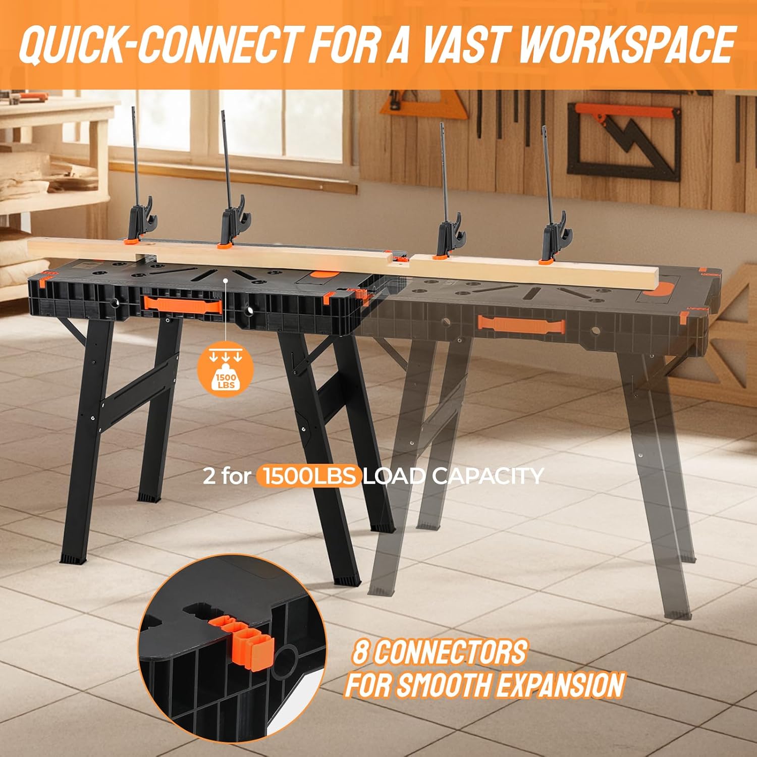 Folding Work Bench with Clamps - Workbench Portable Fold 评论和价格