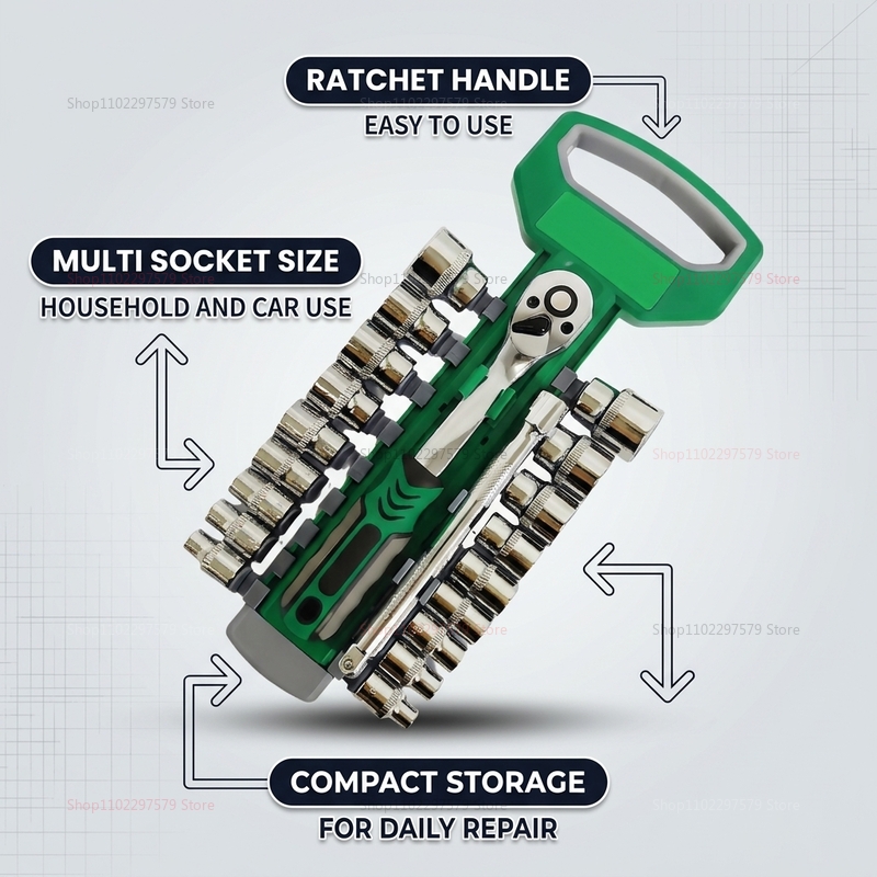 1/4 3/8 Inch Ratchet Socket Se - Car Workshop Tools Kit 评论和价格