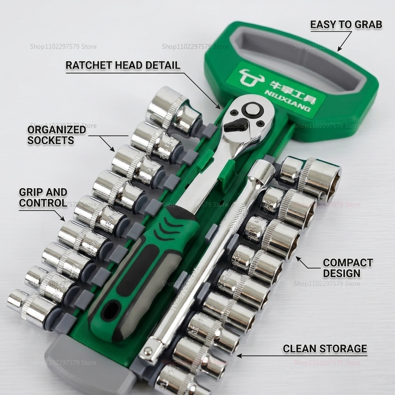 1/4 3/8 Inch Ratchet Socket Se - Car Workshop Tools Kit 评论和价格