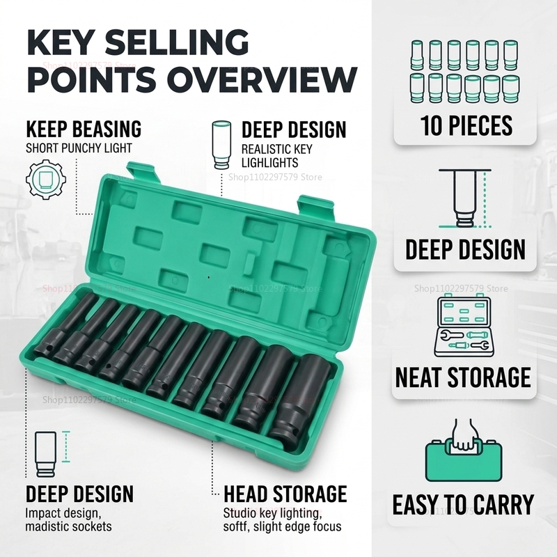 10pcs Socket Wrench Set 8-24mm - Car Workshop Tools Kit 评论和价格